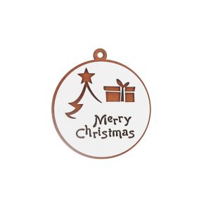 ΞΥΛΙΝΟ ΧΡΙΣΤΟΥΓΕΝΝΙΑΤΙΚΟ ΚΡΕΜΑΣΤΟ ΣΤΟΛΙΔΙ – ΧΡΙΣΤΟΥΓΕΝΝΙΑΤΙΚΗ ΜΠΑΛΑ – Merry Christmas ΛΕΥΚΟ-ΚΑΦΕ MDF (8×8 cm)