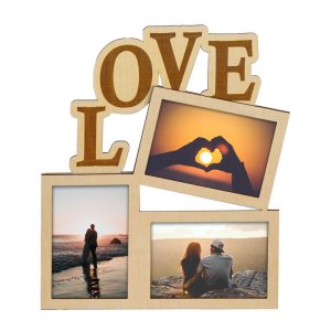 ΞΥΛΙΝΗ ΚΟΡΝΙΖΑ ΤΟΙΧΟΥ LOVE (ΓΙΑ 3 ΦΩΤΟΓΡΑΦΙΕΣ 11 x 15 cm) – ΦΥΣΙΚΟ ΞΥΛΟ (32 x 35 cm)